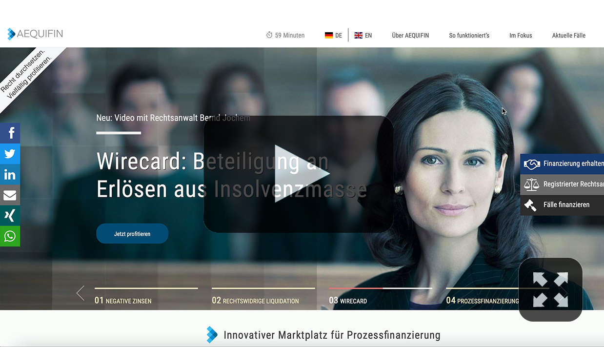 Aequifin Plattform: Einen neuen Fall anlegen