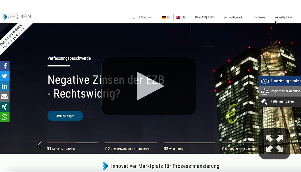 Aequifin Plattform: Ein Sponsoring abgeben